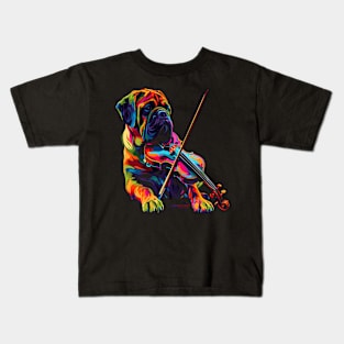 English Mastiff Playing Violin Kids T-Shirt